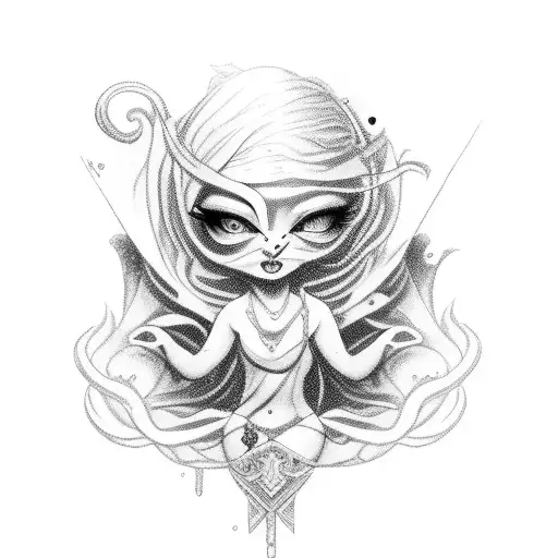 eris goddes fullbody, angry, sexual tattoo design idea