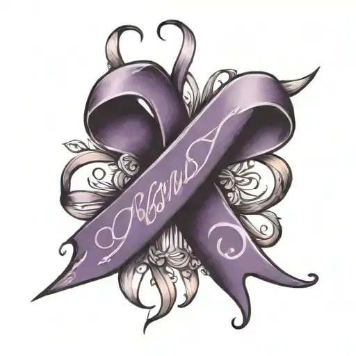 Wyttenbach in cursive with purple Alzheimer's awareness ribbon tattoo design idea