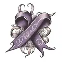 Wyttenbach in cursive with purple Alzheimer's awareness ribbon tattoo design idea