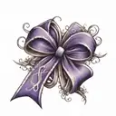 Wyttenbach in cursive with purple Alzheimer's awareness ribbon tattoo design idea