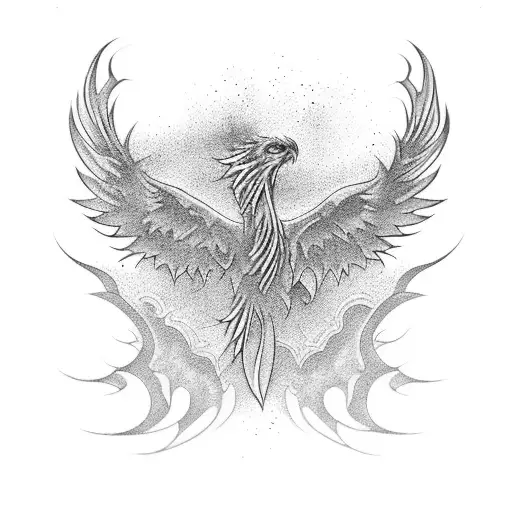 Phoenix rising from ashes tattoo design idea