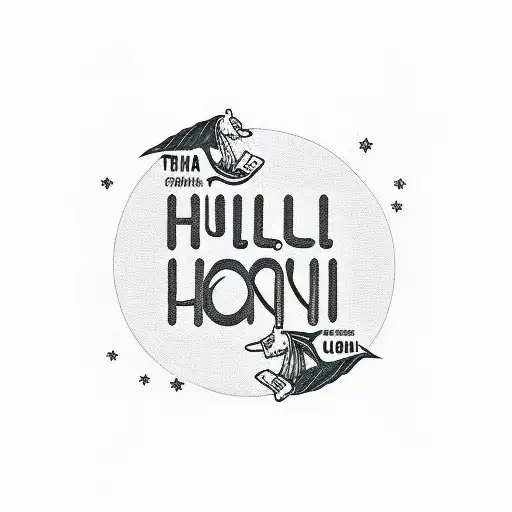 full moon, corn field, with word written "ohana" tattoo design idea