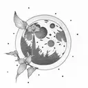 full moon, corn field tattoo design idea