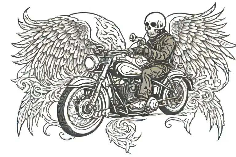 ghost rider and angel wings tattoo design idea
