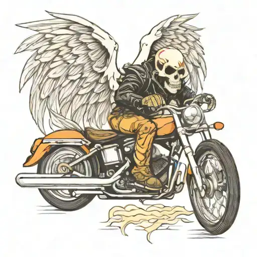 ghost rider and angel wings tattoo design idea