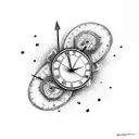Clock crying heart tattoo design idea