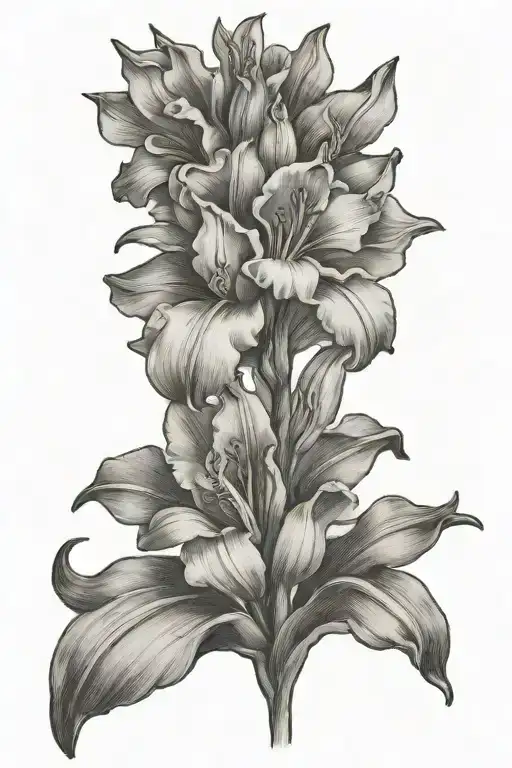 single gladiolus flower head tattoo design idea