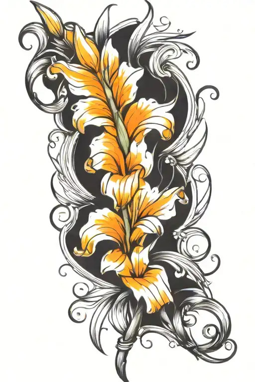 single gladiolus flower tattoo design idea