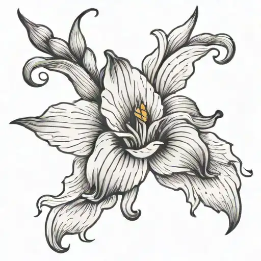 gladiolus flower head old school tattoo design idea