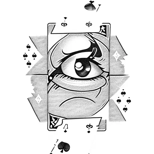 gravity falls eye with playing cards tattoo design idea