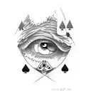 gravity falls eye with playing cards tattoo design idea