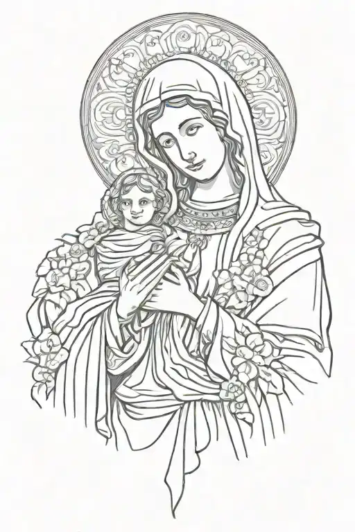 virgin mary tattoo design idea