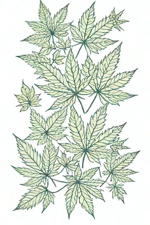 weed leaf pattern tattoo design idea