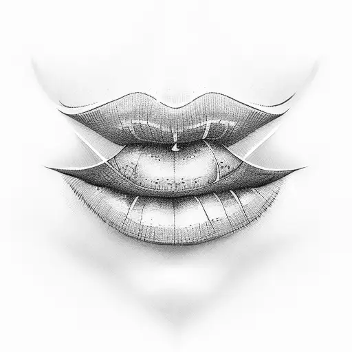 lace in the shape of lips tattoo design idea