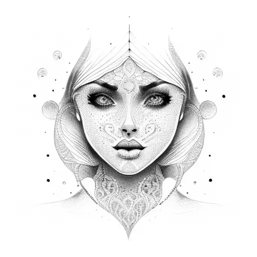 lace lips tattoo design idea