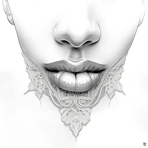 lips made of lace tattoo design idea