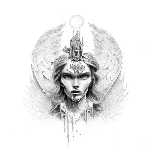 angel and devil tattoo design idea