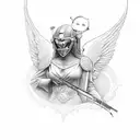 angel and devil tattoo design idea