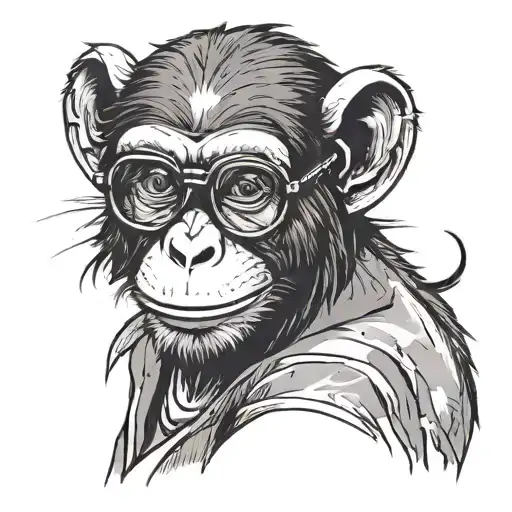 a monkey with glasses and his eyes are the flag of france .the monkey is smiling tattoo design idea