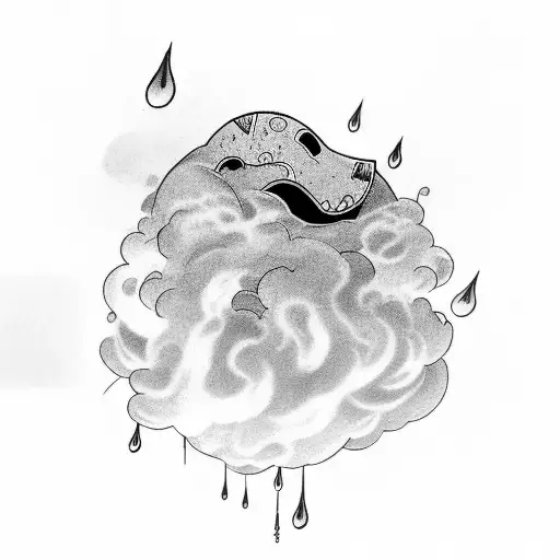 A dark storm cloud raining down tears tattoo design idea