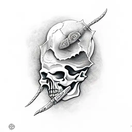 skull weapon not all who wander are lost tattoo design idea