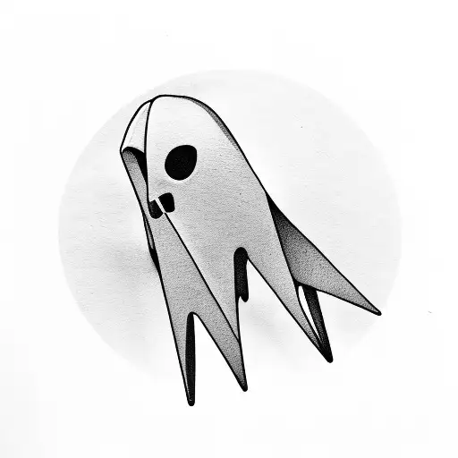 minimalist ghost with electric guitar  tattoo design idea