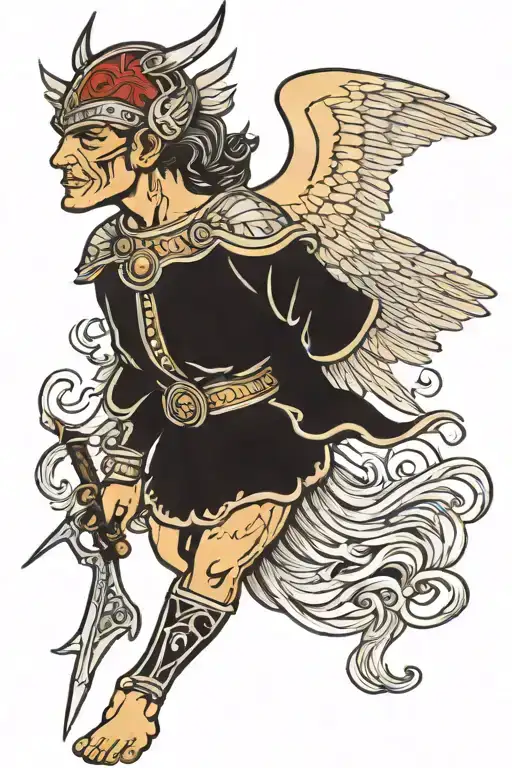 warrior angel half demon tattoo design idea
