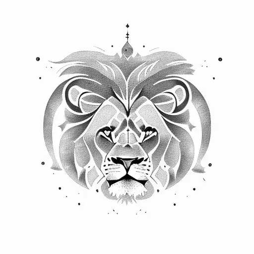 Lion whit sun tattoo design idea