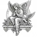 cemetery angel holding tattoo design idea