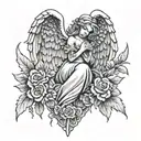 cemetery angel holding tattoo design idea