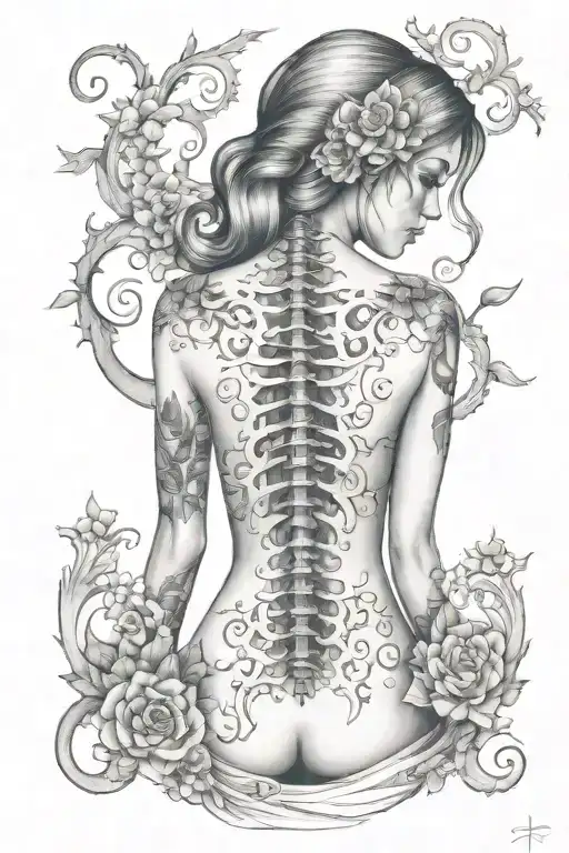 scoliosis girl spine fusion design combining tattoo design idea