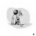 A tattoo that represents the transformation from a child playing with a paper airplane in a backyard to an adult working on an Airbus A320, symbolizing the realization of a childhood dream. tattoo design idea