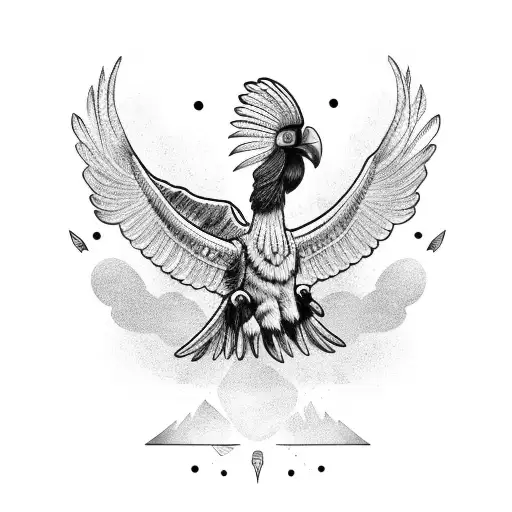 inca condor with his wings tattoo design idea