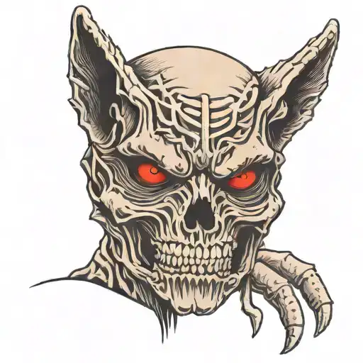 wolf mummy half skull face tattoo design idea