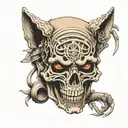 wolf mummy half skull face tattoo design idea