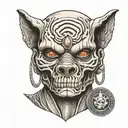 wolf mummy half skull face tattoo design idea