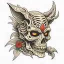 wolf mummy half skull face tattoo design idea