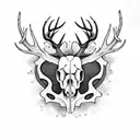 A fish and a deer skull combined to create a unique hunting and fishing symbol tattoo design idea