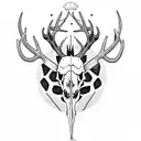 A fish and a deer skull combined to create a unique hunting and fishing symbol tattoo design idea