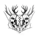A fish and a deer skull combined to create a unique hunting and fishing symbol tattoo design idea