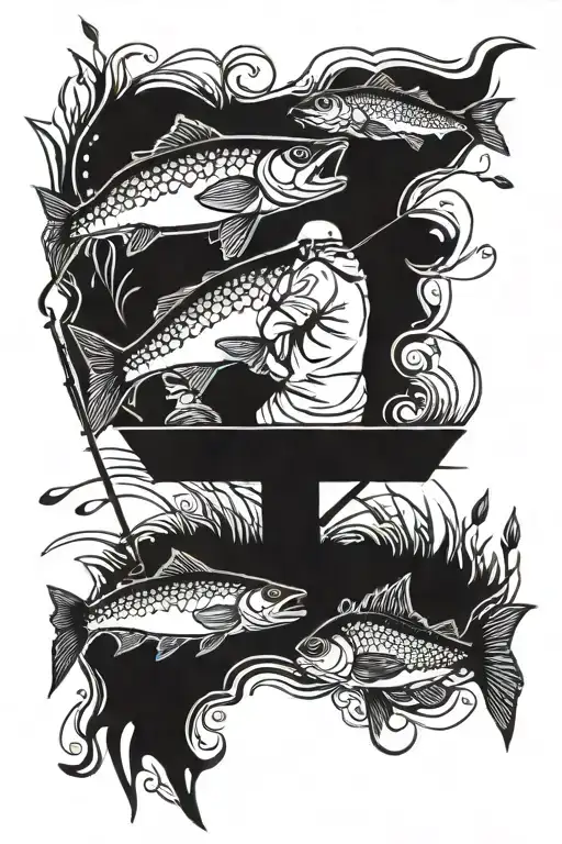 Father son fishing tattoo design idea