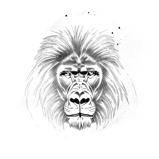 Gorilla killing lion tattoo design idea