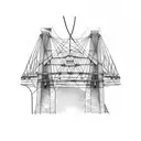 civil engineering, building landscape, electricity pylon, suspension bridge tattoo design idea