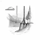 civil engineering, building landscape, electricity pylon, suspension bridge tattoo design idea