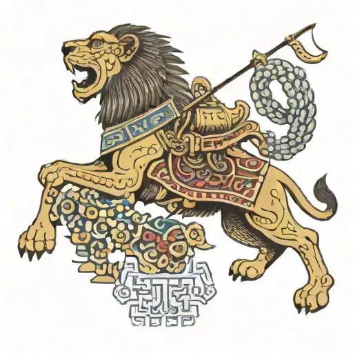 Assyrian lion hunt tattoo design idea