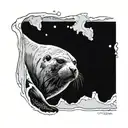 an aggressive looking seal leaning on a glacier tattoo design idea