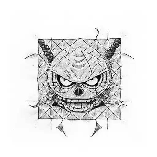 luffy in a square  tattoo design idea