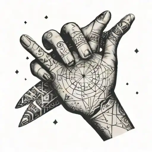 stick and poke hand tattoo design combining the numbers 1,2,6,4,8,9 tattoo design idea