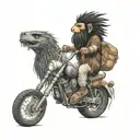 Generate an image of “Max” from the book “Where the Wild Things Are” riding a “black Indian Scout” and smoking an “Ameri tattoo design idea