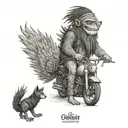 Generate an image of “Max” from the book “Where the Wild Things Are” riding a “black Indian Scout” and smoking an “Ameri tattoo design idea